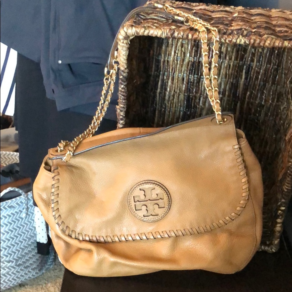 Tory Burch camel leather shoulder bag